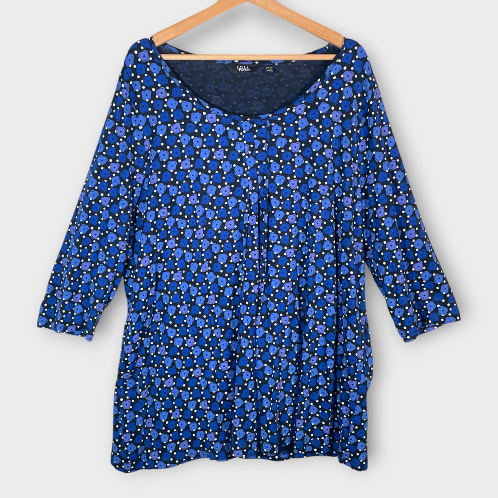 POPKEN Cotton Tunic Top Women's Plus Size 20/22 Blue EUC